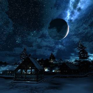 Skyrim night wallpaper