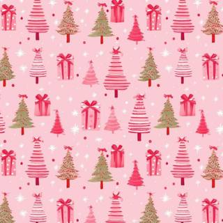 Preppy Christmas pink wallpaper