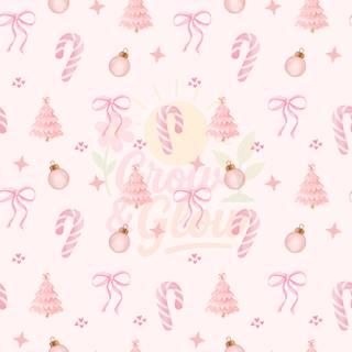 Preppy Christmas pink wallpaper