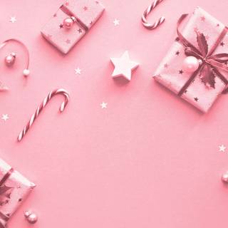 Preppy Christmas pink wallpaper