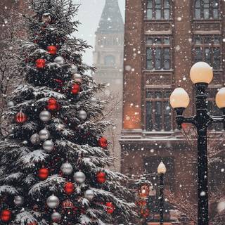 Outside Christmas tree wallpaper