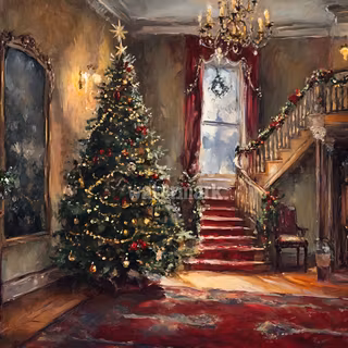 Christmas oil painting wallpaper