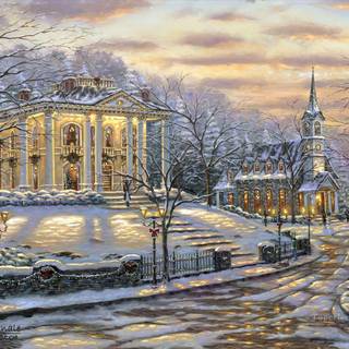 Christmas oil painting wallpaper