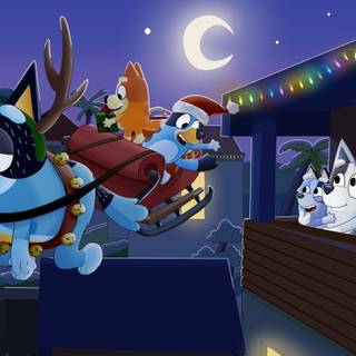 Bluey and Bingo Christmas wallpaper
