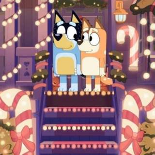 Bluey and Bingo Christmas wallpaper