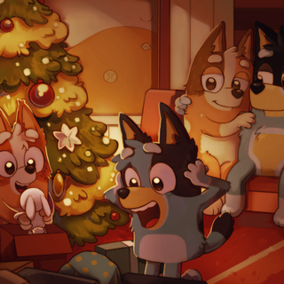 Bluey and Bingo Christmas wallpaper
