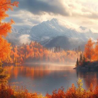 Autumn lake aesthetic wallpaper