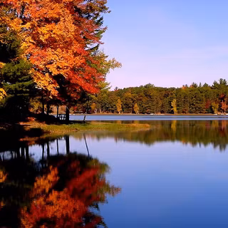 Autumn lake aesthetic wallpaper