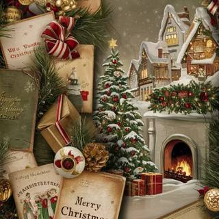 Vintage Christmas tree wallpaper