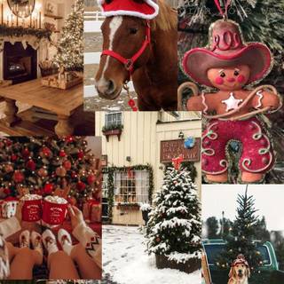 Country Christmas collage wallpaper