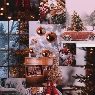 Country Christmas collage wallpaper