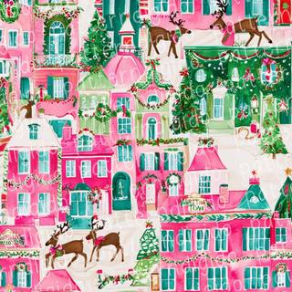 Christmas preppy pink wallpaper