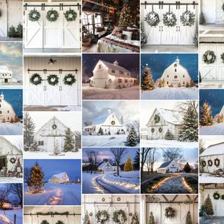 Country Christmas collage wallpaper