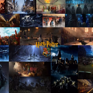 Harry Potter aesthetic desktop collage wallpaper