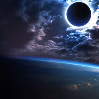 Blue black hole wallpaper