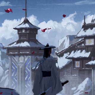 Snow samurai wallpaper
