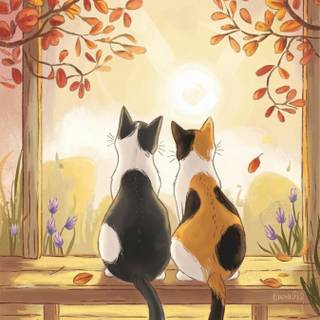 Autumn cat phone wallpaper