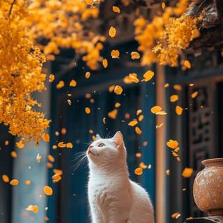 Autumn cat phone wallpaper