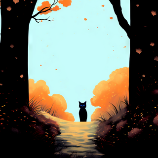 Autumn cat phone wallpaper