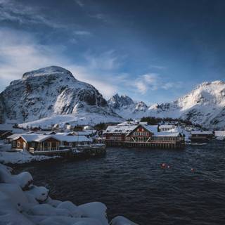 Winter Norway village wallpaper