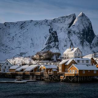 Winter Norway village wallpaper