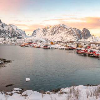 Winter Norway village wallpaper