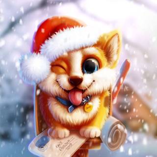 Cute winter anime puppy wallpaper