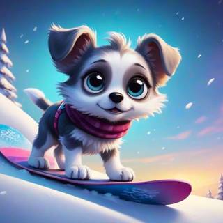 Cute winter anime puppy wallpaper