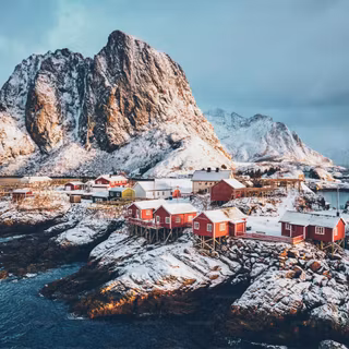 Winter Norway village wallpaper