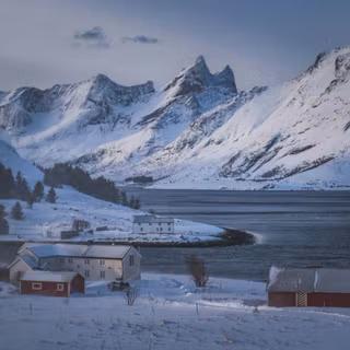 Winter Norway village wallpaper