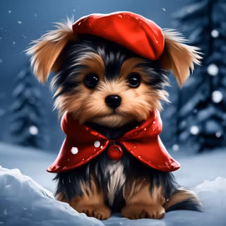 Cute winter anime puppy wallpaper