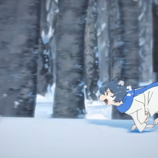 Cute winter anime puppy wallpaper