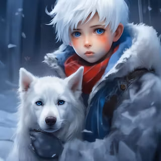Cute winter anime puppy wallpaper