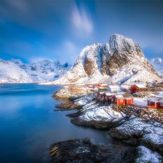 Winter Norway village wallpaper