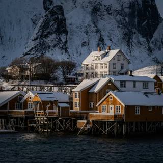 Winter Norway village wallpaper