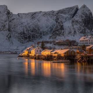 Winter Norway village wallpaper