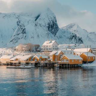 Winter Norway village wallpaper