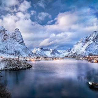 Winter Norway village wallpaper