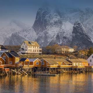 Winter Norway village wallpaper