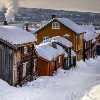 Winter Norway village wallpaper