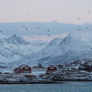Winter Norway village wallpaper
