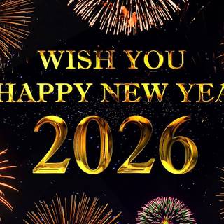 Black Happy New Year 2026 wallpaper