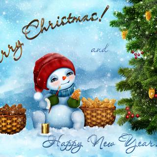Happy New Year snowman wallpaper