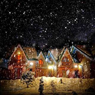 Snow and Christmas lights wallpaper