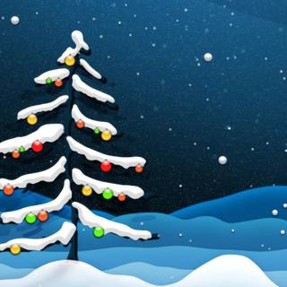 Snow and Christmas lights wallpaper