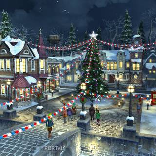 HD winter village wallpaper