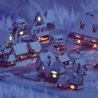 HD winter village wallpaper