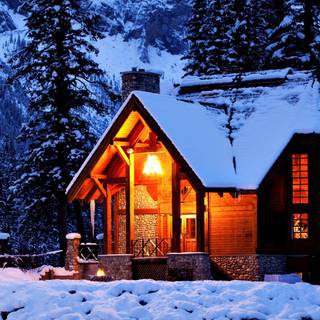 Desktop cabin winter wallpaper