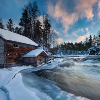 Desktop cabin winter wallpaper