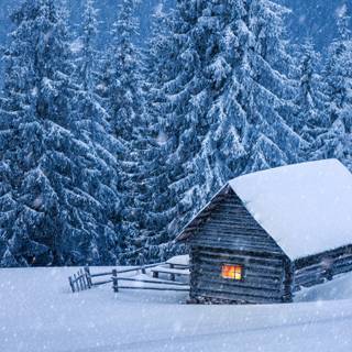 Desktop cabin winter wallpaper